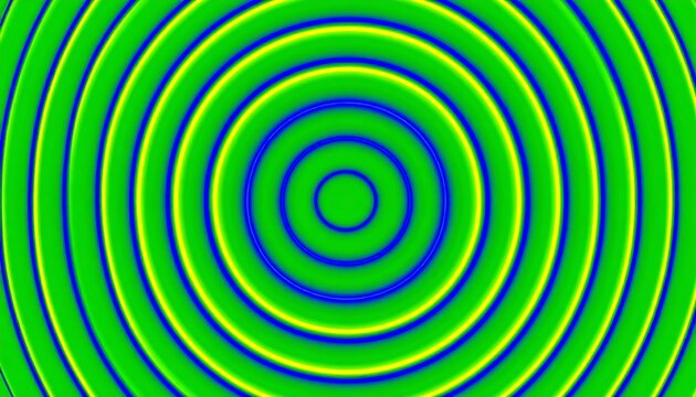 Concentric circles in vibrant green, yellow, and blue hues - Powered by Adobe