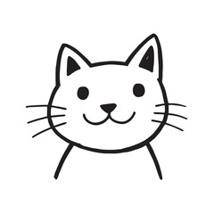 Cat Doodle Black and White Illustration Vector Image Cute Kitten Sketch Line Art Drawing Silhouette