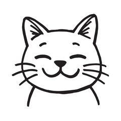 Cat Doodle Black and White Illustration Vector Image Cute Kitten Sketch Line Art Drawing Silhouette