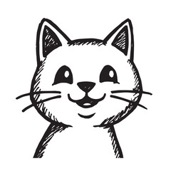 Cat Doodle Black and White Illustration Vector Image Cute Kitten Sketch Line Art Drawing Silhouette