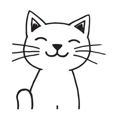 Cat Doodle Black and White Illustration Vector Image Cute Kitten Sketch Line Art Drawing Silhouette