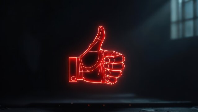 Red glowing thumb up - Powered by Adobe