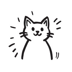 Cat Doodle Black and White Illustration Vector Image Cute Kitten Sketch Line Art Drawing Silhouette