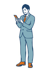 Businessman Using Smartphone with Smile