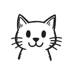 Cat Doodle Black and White Illustration Vector Image Cute Kitten Sketch Line Art Drawing Silhouette