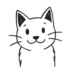Cat Doodle Black and White Illustration Vector Image Cute Kitten Sketch Line Art Drawing Silhouette