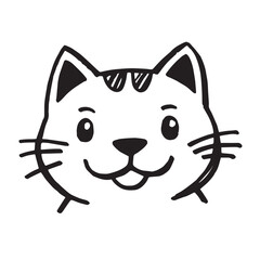 Cat Doodle Black and White Illustration Vector Image Cute Kitten Sketch Line Art Drawing Silhouette