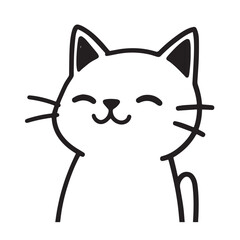 Cat Doodle Black and White Illustration Vector Image Cute Kitten Sketch Line Art Drawing Silhouette