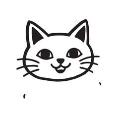 Cat Doodle Black and White Illustration Vector Image Cute Kitten Sketch Line Art Drawing Silhouette