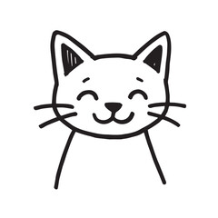 Cat Doodle Black and White Illustration Vector Image Cute Kitten Sketch Line Art Drawing Silhouette