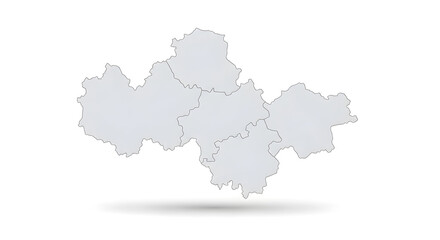 Fototapeta premium A stylized map showing the administrative divisions of a region, presented with a subtle shadow effect.