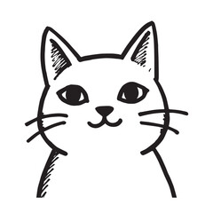 Cat Doodle Black and White Illustration Vector Image Cute Kitten Sketch Line Art Drawing Silhouette