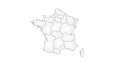 Obraz premium A detailed map of France showing its administrative regions with clear borders and a clean white background.