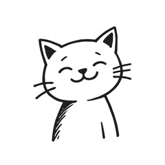 Cat Doodle Black and White Illustration Vector Image Cute Kitten Sketch Line Art Drawing Silhouette
