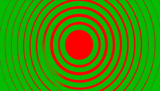 Concentric circles of red and green, creating a hypnotic effect