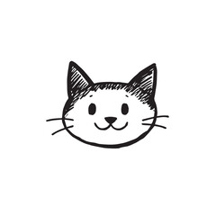Cat Doodle Black and White Illustration Vector Image Cute Kitten Sketch Line Art Drawing Silhouette