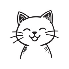 Cat Doodle Black and White Illustration Vector Image Cute Kitten Sketch Line Art Drawing Silhouette