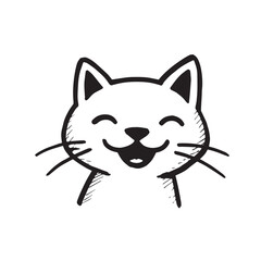 Cat Doodle Black and White Illustration Vector Image Cute Kitten Sketch Line Art Drawing Silhouette