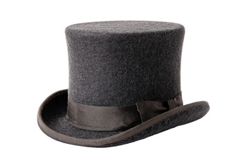 Classic Black Top Hat on Transparent Background