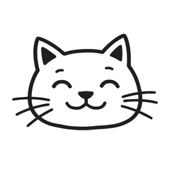 Cat Doodle Black and White Illustration Vector Image Cute Kitten Sketch Line Art Drawing Silhouette