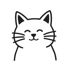 Cat Doodle Black and White Illustration Vector Image Cute Kitten Sketch Line Art Drawing Silhouette