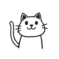 Cat Doodle Black and White Illustration Vector Image Cute Kitten Sketch Line Art Drawing Silhouette