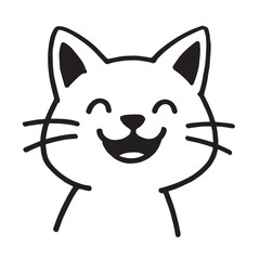Cat Doodle Black and White Illustration Vector Image Cute Kitten Sketch Line Art Drawing Silhouette