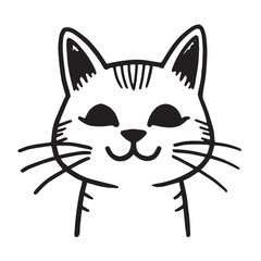 Cat Doodle Black and White Illustration Vector Image Cute Kitten Sketch Line Art Drawing Silhouette