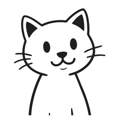 Cat Doodle Black and White Illustration Vector Image Cute Kitten Sketch Line Art Drawing Silhouette