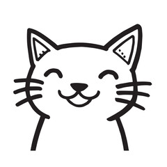 Cat Doodle Black and White Illustration Vector Image Cute Kitten Sketch Line Art Drawing Silhouette