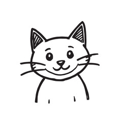 Cat Doodle Black and White Illustration Vector Image Cute Kitten Sketch Line Art Drawing Silhouette