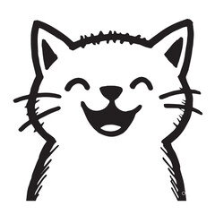 Cat Doodle Black and White Illustration Vector Image Cute Kitten Sketch Line Art Drawing Silhouette