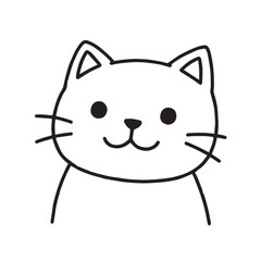 Cat Doodle Black and White Illustration Vector Image Cute Kitten Sketch Line Art Drawing Silhouette