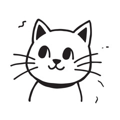 Cat Doodle Black and White Illustration Vector Image Cute Kitten Sketch Line Art Drawing Silhouette
