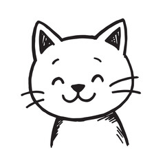 Cat Doodle Black and White Illustration Vector Image Cute Kitten Sketch Line Art Drawing Silhouette