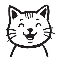 Cat Doodle Black and White Illustration Vector Image Cute Kitten Sketch Line Art Drawing Silhouette