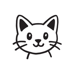Cat Doodle Black and White Illustration Vector Image Cute Kitten Sketch Line Art Drawing Silhouette