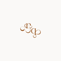 caligraphic style monogram luxury minimalist logo design QN wedding initial concept letter