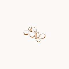 caligraphic style monogram luxury minimalist logo design RC wedding initial concept letter
