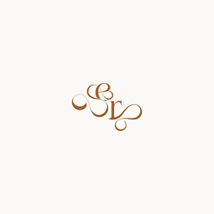 caligraphic style monogram luxury minimalist logo design RE wedding initial concept letter