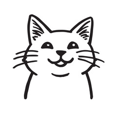 Cat Doodle Black and White Illustration Vector Image Cute Kitten Sketch Line Art Drawing Silhouette