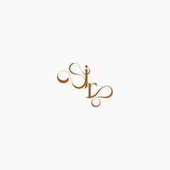 caligraphic style monogram luxury minimalist logo design RJ wedding initial concept letter