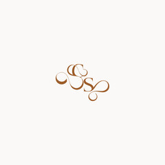 caligraphic style monogram luxury minimalist logo design SC wedding initial concept letter