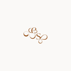 caligraphic style monogram luxury minimalist logo design SE wedding initial concept letter