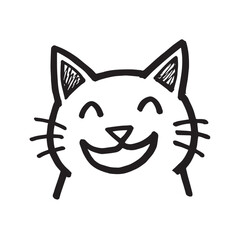 Cat Doodle Black and White Illustration Vector Image Cute Kitten Sketch Line Art Drawing Silhouette