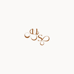 caligraphic style monogram luxury minimalist logo design SU wedding initial concept letter