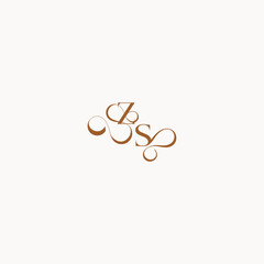 caligraphic style monogram luxury minimalist logo design SZ wedding initial concept letter