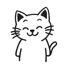 Cat Doodle Black and White Illustration Vector Image Cute Kitten Sketch Line Art Drawing Silhouette