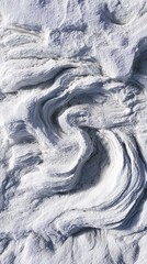Aerial View Snow Pile Swirl Texture White Powder Intricate Patterns