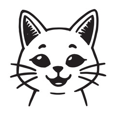 Cat Doodle Black and White Illustration Vector Image Cute Kitten Sketch Line Art Drawing Silhouette